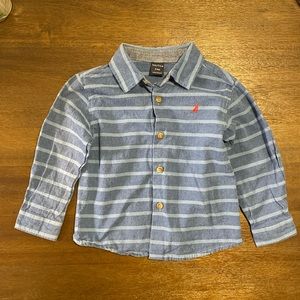 Blue Striped Nautica Button Down 100% Cotton 24M